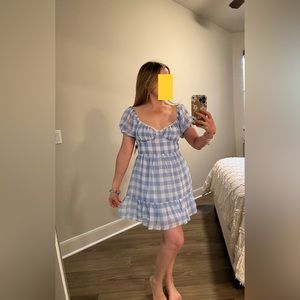 Puff Sleeve Gingham Mini Dress